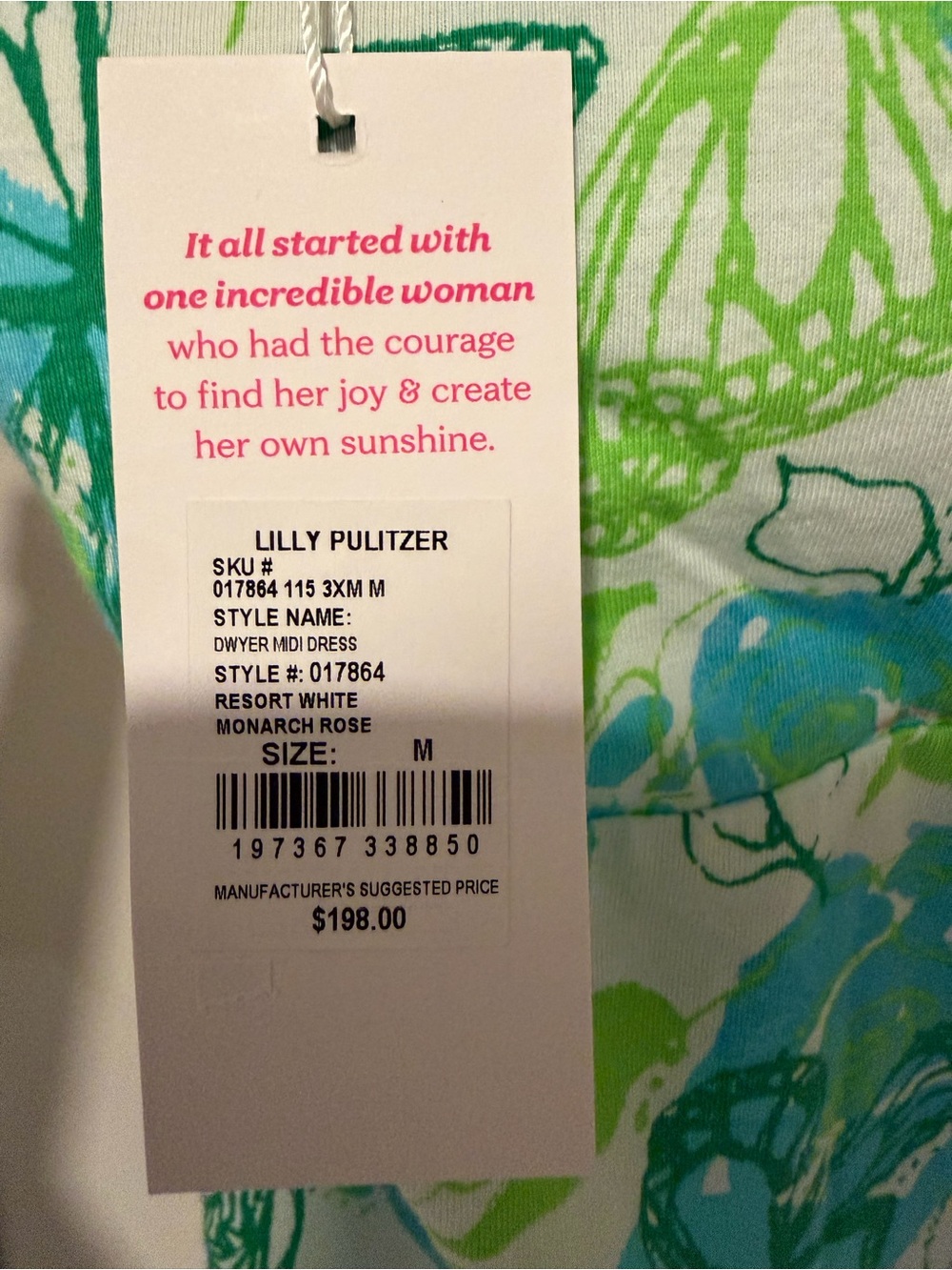 Lilly Pulitzer Green & Blue Floral Dwyer Midi Dress in Resort White Monarch Rose - Picture 5 of 6